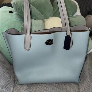 Coach Light Blue and Gray Tote Bag